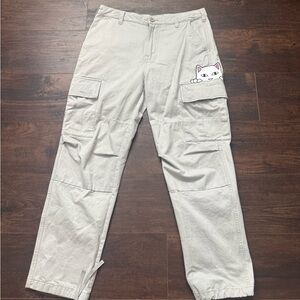 Ripndip Cream Cargo Pants with Cat Patch